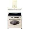 GURARI Fornello a induzione E 913 RU CR+GCH 461 BG 9, Retro Range Cooker 90 cm+cappa aspirante 90 cm