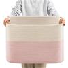 danpinera Cesto intrecciato in corda di cotone - Grande cesto di cotone, 72 l, cesto portabiancheria per coperte, giocattoli per bambini, cesto per la biancheria per la cameretta dei bambini, bianco e
