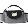Hiseng Borsa Organizer per Passeggino Universale Borsa Passeggino Organizer Fumetto, Tracolla, Grande Capacità Scomparti Multipli Borsa Fasciatoio per Carrozzina (Orso,35x15x11cm)