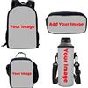 Belidome Set Zaino Scuola Astuccio Portamatite Borsa Pranzo Portabottiglie per Bambini Ragazzi Ragazze, Confezione da 4, Personalizzato, Taglia unica