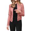 HAOLEI Giubbino Impermeabile Ecopelle Donna Giacca in Pelle Similpelle 2024 Corto A14 Rosa - Offerte Lampo del Giorno