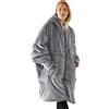 Vancavoo Felpa Donna Coperta con Maniche Felpa con Cappuccio Oversize Uomo Gigante Blanket Hoodie Fleece Sweatshirt Cappotto con Cerniera Tasca,Grigio