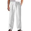 Generisch Pantaloni in lino da uomo, lunghi, eleganti, da uomo, in lino, a righe, estivi, leggeri, larghi, estivi, per il tempo libero, da spiaggia, eleganti pantaloni in tessuto, O bianco., XL