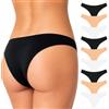 Leedya Set 9 Mutande Donna Brasiliana Cotone Elasticizzato - Intimo Comodo con Cuciture Sottili - 3 Bianche, 3 Nere e 3 Beige - Slip a Taglio Moderno Vita Media
