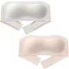 Happy Cherry Reggiseno a Fascia Ragazza Bambina Senza Spalline Bandeau Bra Traspirante Senza Cuciture Brarette Invisibile 2 Pezzi Beige+Bianco L 36/80