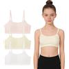 SEAUR Reggiseno sportivo per ragazze in cotone con spalline sottili traspiranti Comfort Bralette imbottito Top per ragazze reggiseno senza cuciture Multipack, Bianco/Beige/Rosa, 14-15 Anni