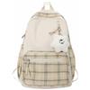 BaKume Aesthetic Plaid Backpack, Cute Girl Lattice Travel School Bag with Pendant, Lightweight Casual Rucksack, Back to School Laptop Bag