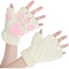 Yolev Guanti a zampa di gatto Orso Peloso Senza Dita Mano Gear Artiglio Guanti Caldi Pelliccia Finta Peluche Mezzo, bianco, 20cm x 15cm / 7.87in x 5.9in