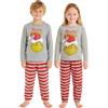 United Labels Pigiama Grinch Unisex, Grigio Rosso, 110 116, Pigiama Lungo per Bambini e Bambine, Pigiama Invernale di Natale