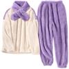 RITOSTA Pigiama Donna Invernale Felpato Pigiama Invernale in Pile Morbido Pigiami Stitch Lungo Pigiama Natalizio Tuta Termica Due Pezzi da Donna con Felpa Pile,Sciarpa,Pantalone