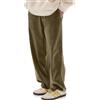HOTake Pantaloni casual da uomo in velluto a coste elasticizzato, Grigio verde., L