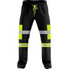 trending babz Pantaloni della Tuta da Lavoro da Uomo di Tendenza, Pantaloni da Jogging ad Alta visibilità, Polsini con Nastro Riflettente Bicolore (L, Giallo Nero 4)