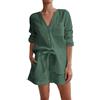 Generisch Camicetta estiva da donna, in mussola e pantaloncini, in cotone, per la spiaggia, le vacanze, per il tempo libero, con tasche, tinta unita, elegante abito primaverile, verde, M