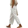 BIRW Pantaloni di lino da donna estivi 2025 con tasche a vita alta comodi pantaloni in garza bianca casual leggeri pantaloni larghi