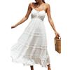 tinetill Abito Estivo Abiti da Spiaggia da Donna Senza Maniche con Scollo a V Abiti Lunghi in Pizzo Estivo retrò Boho Vestito Estivo Lungo Allentato Elegante Abito Casual a Trapezio