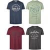 riverso - Maglietta da Uomo a Girocollo RIVLeon, Confezione da 4 Pezzi, Collo Tondo, a Maniche Corte, 100% Cotone, S M L XL 2XL 3XL 4XL 5XL