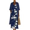 Generico Completo Donna Elegante - Taglie Forti Set Vestito e Cardigan Coordinato Abito Estivo Spolverino Boho Vintage Cotone e Lino Leggero Fresco Cerimonia Matrimonio Vacanza Abiti Lunghi
