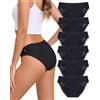Levao Biancheria intima da donna in cotone, mutande da donna, slip in pizzo, confezione multipla, 6 nero C, XL