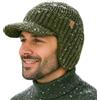 TOP-EX DryKnit™ - Berretto da uomo con visiera in 80% lana merino, impermeabile, con paraorecchie e fodera in pile, con visiera termica invernale da golf, per la stagione fredda, M-XXL, Verde, M