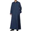 YAOHUOLE Abito lungo da uomo a maniche lunghe, caftano Thobe Abaya, abaya, abbottonatura con spacco laterale e cappuccio, Blu scuro, XXXL