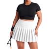 Moon Wood Donna Minigonna Corta Campus Ragazze Skater Skirts Svasata Casual Vita Alta Elastica Sportiva Gonna con Tasche Taglie Forti Solida Colore