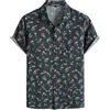 PARKLEES Camicia da uomo in cotone e lino, stile vintage anni 70, modello retrò a maniche corte con bottoni, 3XL