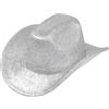 HilyBony Silver-Space-Cowboy Hat - Cappello da cowgirl olografico scintillante per feste di addio al nubilato Halloween (M)
