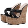 FhiHUEpr Sandali con Zeppa Ultra Alta da Donna - Tacchi Alti 16 cm per Pole Dance, Night Club, Festa di Matrimonio, passerella,Nero,42 EU