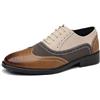 FDCHZQ Scarpe Uomo Eleganti Stringate Casual Bicolore Wingtip Brogue Scarpe Oxford Similpelle Vintage per Abito Festa Matrimonio