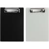 HXMJIED 2 tavolette portablocco in plastica nera, formato A5, mini portablocco da 15 x 22 cm con clip a basso profilo