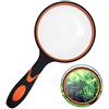 Skyzone Lente d'ingrandimento 10x, 100 mm, lente d'ingrandimento portatile da lettura con manico in gomma morbida antiscivolo per leggere libri, ispezioni, insetti e osservazione hobby (arancione)