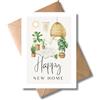 WBdesignz Biglietto di ingresso Happy New Home con busta - boho acquerello piante e poltrona sospesa, moderno biglietto di trasloco - biglietto di auguri per l'inaugurazione, la casa e la nuova casa