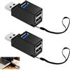 Hilacini 2 Pezzi USB 3.0 Hub 3 Porte Mini Hub USB per Computer, Splitter USB con 1 Porta USB3.0 e 2 Porte USB2.0, Adattatore Compatto ad Alta Velocità 5Gbps per Tastiera, Mouse PC Portatile Computer