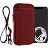 kwmobile Custodia Neoprene con Zip per Smartphone XXL - 7 - Portacellulare a Tracolla - Porta Cellulare da Collo Universale - bordeaux