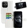 JIUNINE Cover a Libro in Pelle per XIAOMI Redmi Note 17 Pro 5G, Bianco | Custodia Portafoglio Antiurto in Pelle Sintetica a Grana Litchi, Portacarte, Chiusura Magnetica, Supporto Regolabile