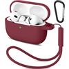 YLK Custodie per AirPods Pro 2 Cover, Silicone Custodia Antiurto Accessori per Airpods Pro 2 Generazione, con Moschettone (Rosso vino)