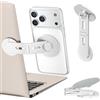 ALAFLY Supporto Magnetico per Laptop e Telefono Compatibile con iPhone con MagSafe, Supporto Laterale Regolabile a 180° su Doppio Asse Pieghevole per Tesla/Computer/Monitor per Tapis Roulant, Argento