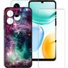 BUNALFaa Custodia per Honor X5c Plus (6.74) + con Vetro Temperato Protezioni schermo, Case Black Silicone Morbido Cover Bumper Protettiva Antiurto Antiscivolo -Cielo stellato colorato