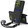 SLWYF Custodia per Motorola Edge 70 Pro/Edge 70 Pro Plus Cover con cordino regolabile, con porta carte, Antiurto TPU Regolabile Stylish custodia a tracolla per Motorola Edge 70 Pro, Nero