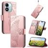 JIUNINE Cover a Libro in Pelle per XIAOMI Redmi Note 17 Pro 5G, Oro rosa | Custodia Portafoglio Antiurto in Pelle Sintetica, Motivo Farfalle 3D, Portacarte, Supporto Regolabile, Chiusura Magnetica
