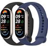 YLK 2 Pezzi Cinturini per Xiaomi Mi Band 9/8/10, Cinturino Silicone di Morbido Traspirante Solo per Xiaomi Mi Band 8/9/10 per Donna e Uomo (Nero+Blu scuro)