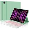 WINCHKING Tastiera per iPad Pro 12.9 con Touchpad, Cover con Tastiera per iPad pro 12.9, Custodia QWERTY Bluetooth Magnetica Retroilluminata Keyboard per pro 12.9 pollici 6/5/4/3 Generazione, Verde Chiaro
