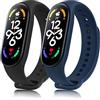 YLK 2 Pezzi Cinturino per Xiaomi Mi Band 7, Cinturino di Ricambio Morbido Regolabile per Xiaomi Mi Band 7 (Nero+Blu navy)