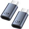 Puiseno 2 adattatori audio da Lightning a USB-C, certificato MFi, da USB-C maschio a Lightning femmina, adattatore per cuffie per iPhone serie 16/15, iPad e altri (non supporta OTG), grigio