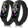 YLK 2 Pezzi Cinturino per Xiaomi Mi Band 7, Cinturino di Ricambio Morbido Regolabile per Xiaomi Mi Band 7 (Nero+Nero)
