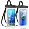 YLK 2 Pezzi Custodia Impermeabile Smartphone, Custodia Impermeabile Telefono Universale, Cover Subacquea per iPhone 16 15 14 13 12 11 Pro Max Mini XR, Samsung S25/S24/S21/S20 (Trasparente*2)