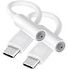 Amzpas Adattatore Jack per Cuffie USB C a 3.5mm, Adattatore Audio USB C a Cavo Dongle Aux per Samsung Galaxy S22 S21 S20 Ultra S20 + Nota 20 10 S10 S9 Plus, Pixel 4 3 2 XL, iPad e altro (Bianco*2)