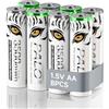 Mspalocell Batteria litio AA 1,5 V 3500 mWh, stampa Tiger e con luce di ricarica, batterie AA a ricarica rapida da 1500 cicli ricaricabili, confezione da 8 batterie con scatola batteria