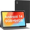 Tibuta Smartpad A10 Tablet 10.1 Pollici Android 14 Con Caso, 6 + 64 GB ROM Quad Core, Batteria 5000 mAh, 1280 x 800 IPS HD Touch Screen, 5 MP+8 MP Fotocamera, Bluetooth, WiFi