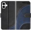 BoxTii Cover per iPhone 16, Custodia in PU Pelle Portafoglio, Magnetica Flip Cover a Libro con Slot per Schede per iPhone 16, Nero